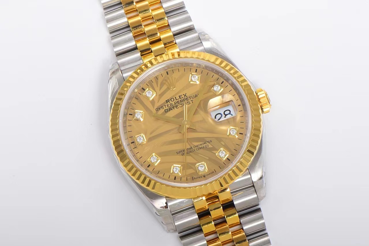 RDJ0466 - DJ 36mm Jub Flt 904L YG/SS M-Palm/Stk VSF VS3235 $508