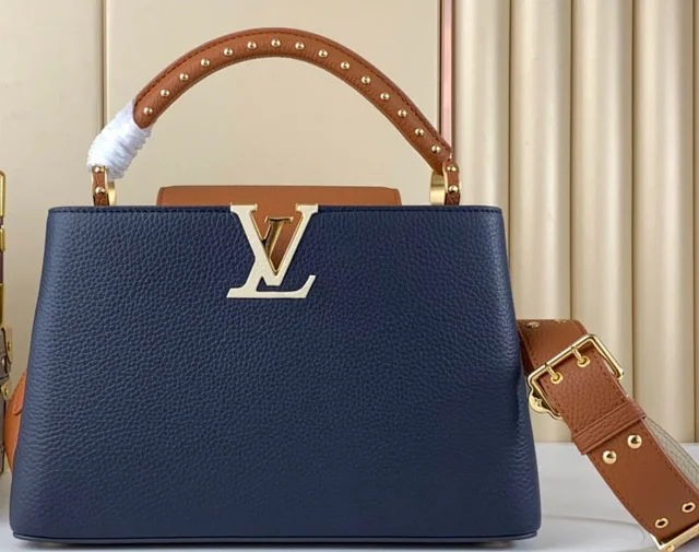 LV M48865 Capucines BB handbagl dark blue with brown nail holes/27cm