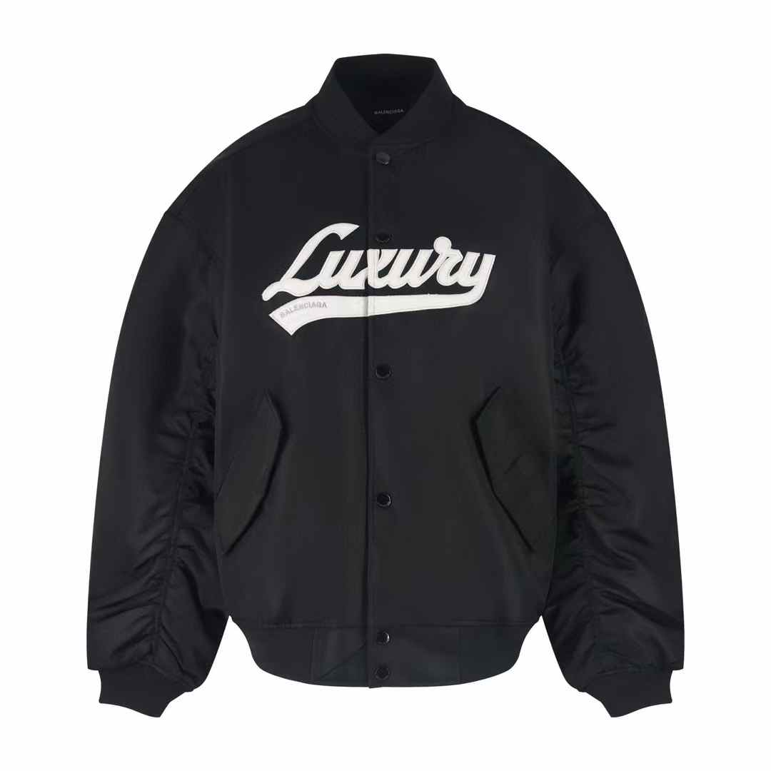 Balenciaga Logo Regular Fit Team Jacket Black Color Men