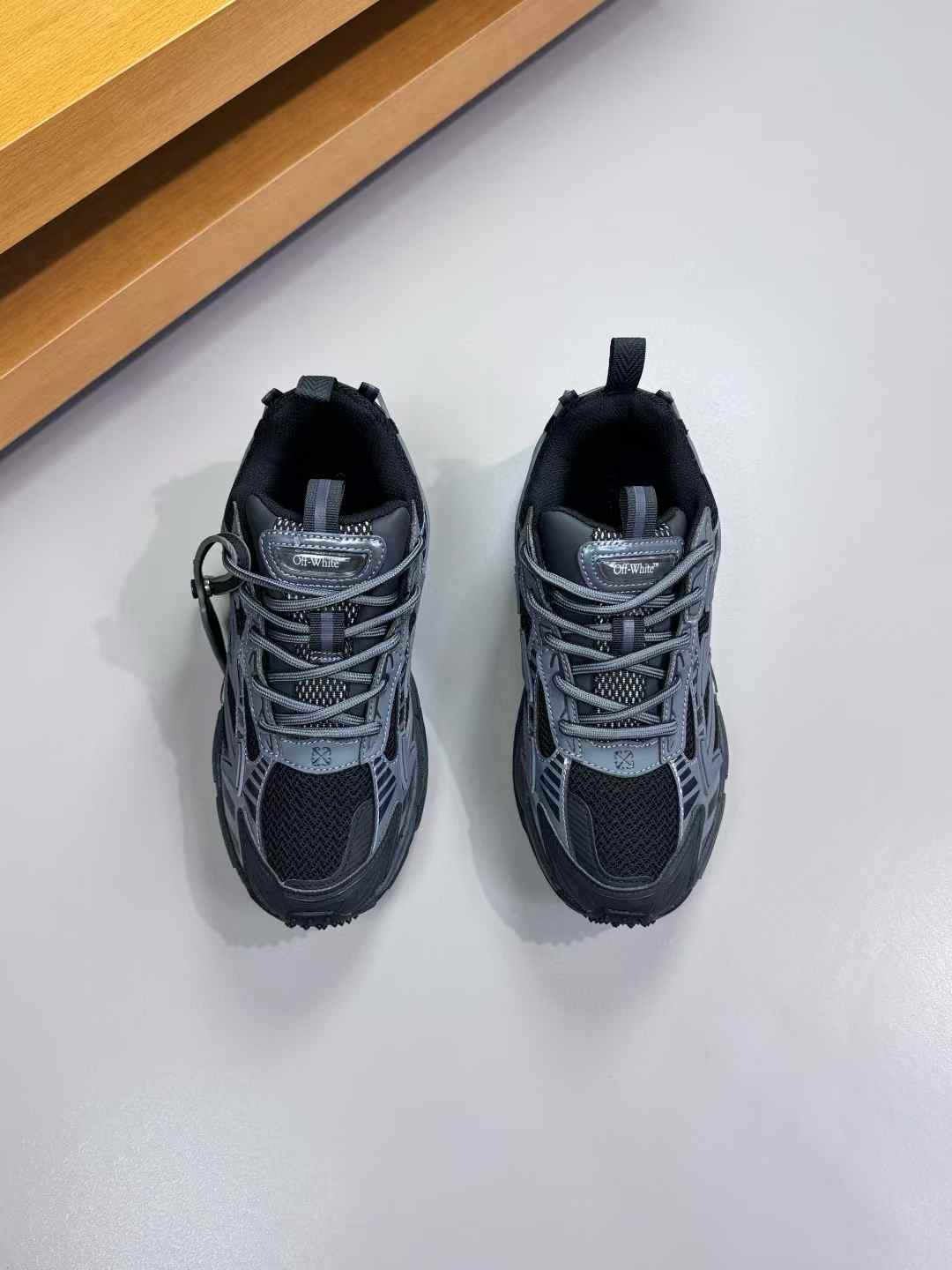 Off White lace-up lug-sole sneakers black