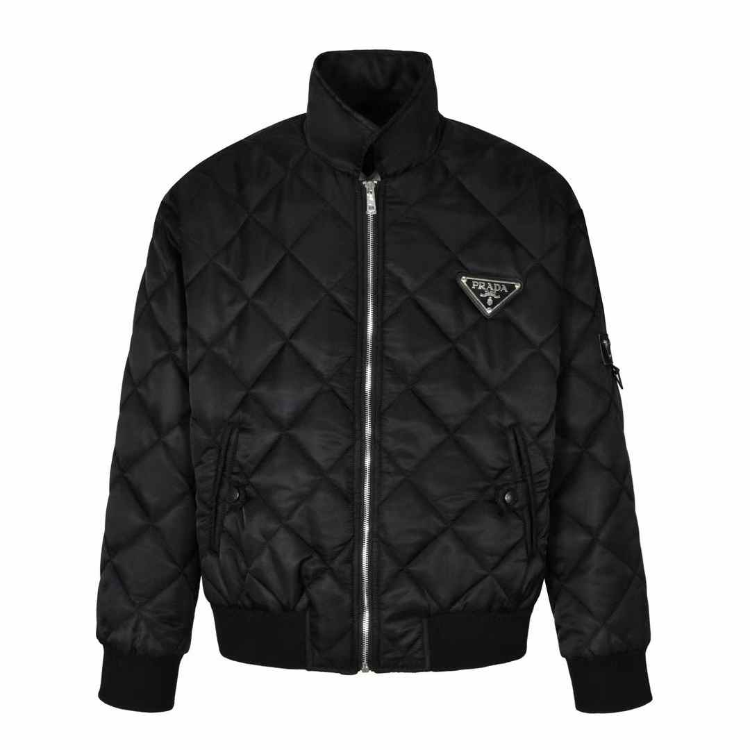 Prada Re-Nylon Padded Bomber Jacket black