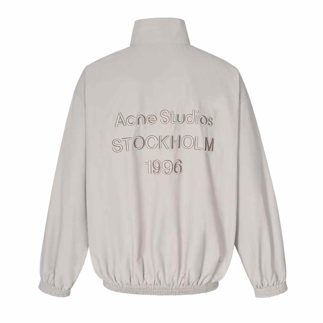 Acne Studios Logo Zipper Jacket in Dusty White