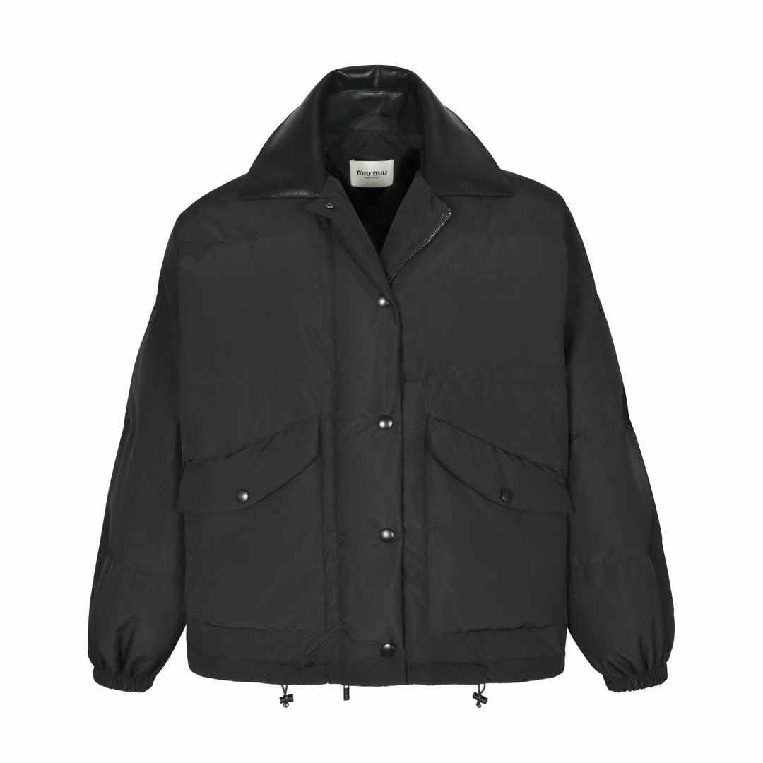 Miu Miu black technical ponge cropped down jacket black