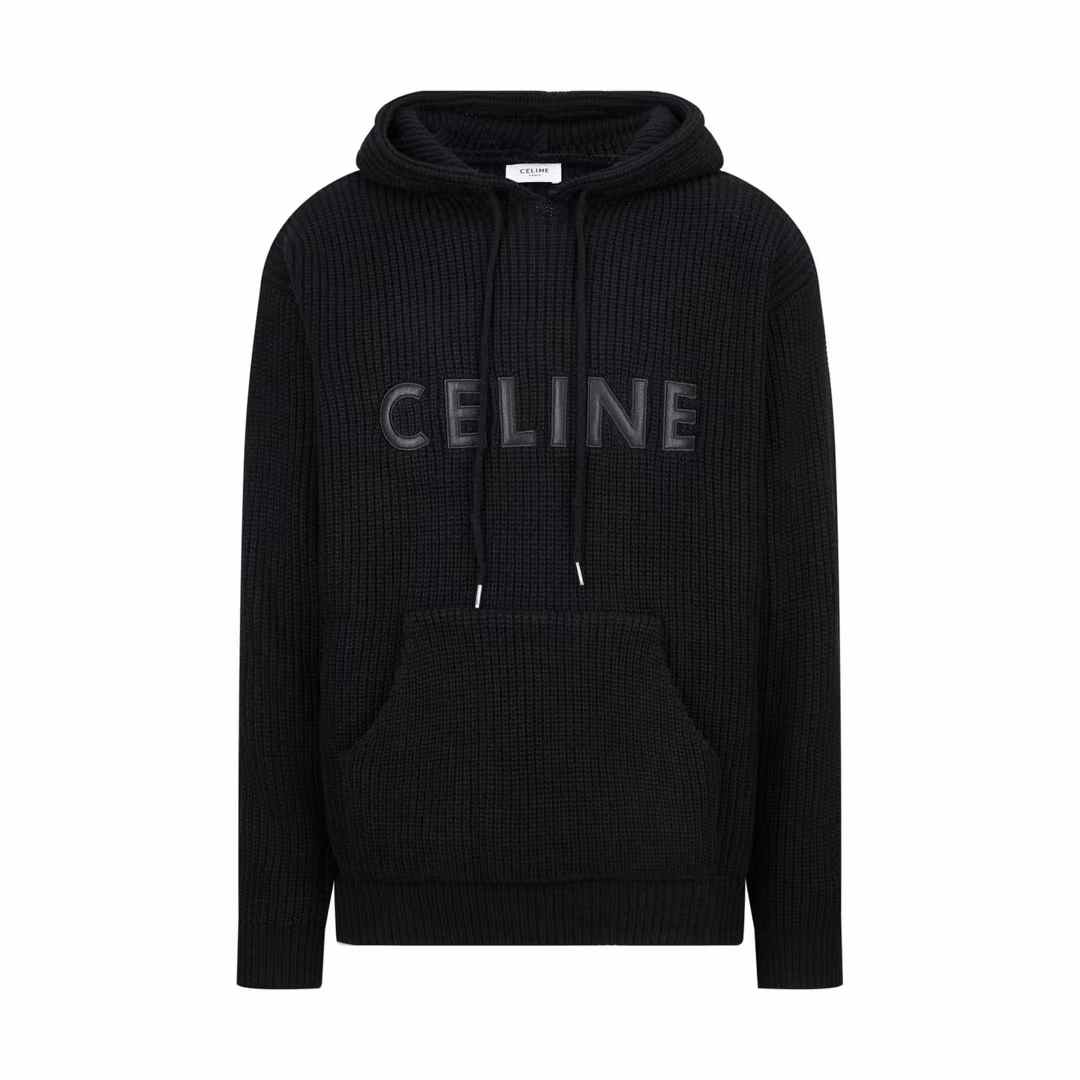 Celine hooded sweater made of ribbed wool black