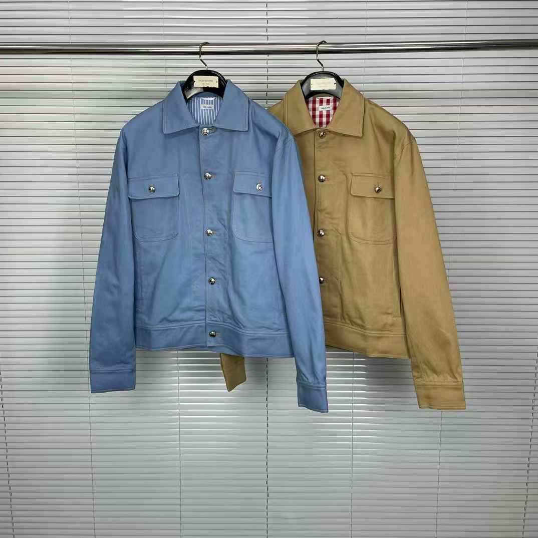 Thom Browne Contrast Stitch Denim Backstrap Utility Jacket.