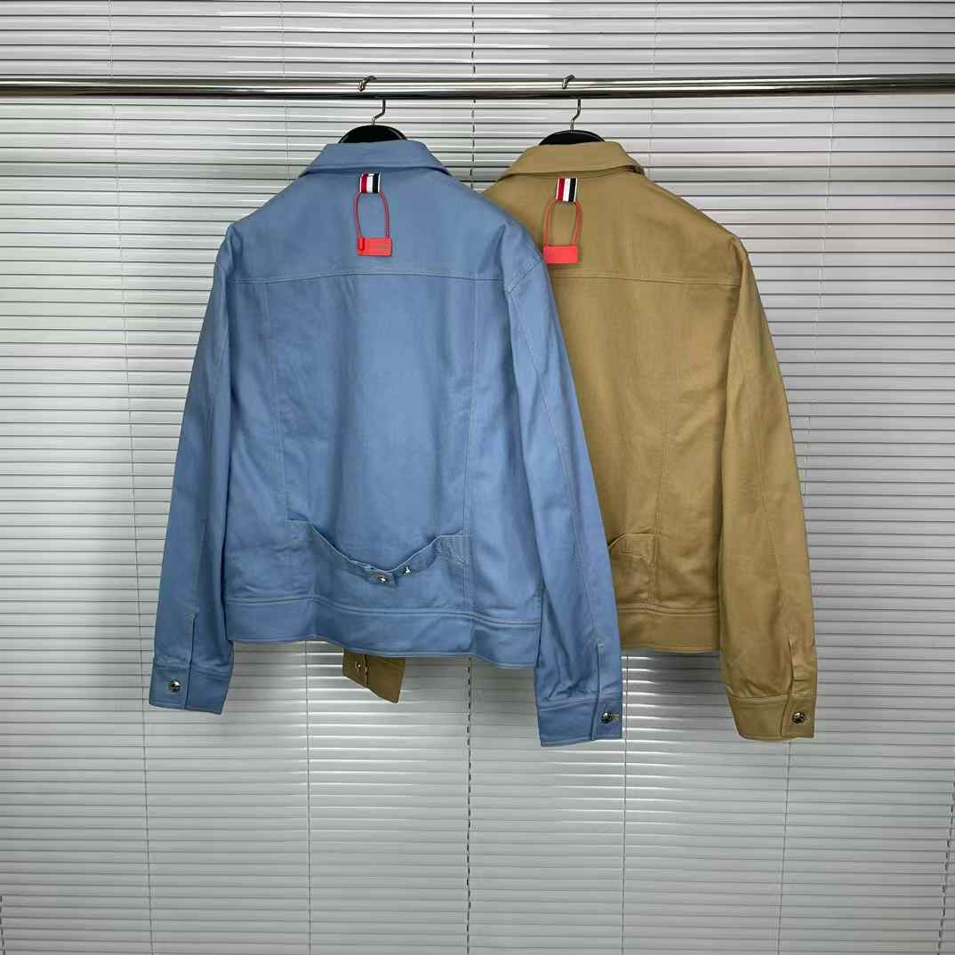Thom Browne Contrast Stitch Denim Backstrap Utility Jacket.