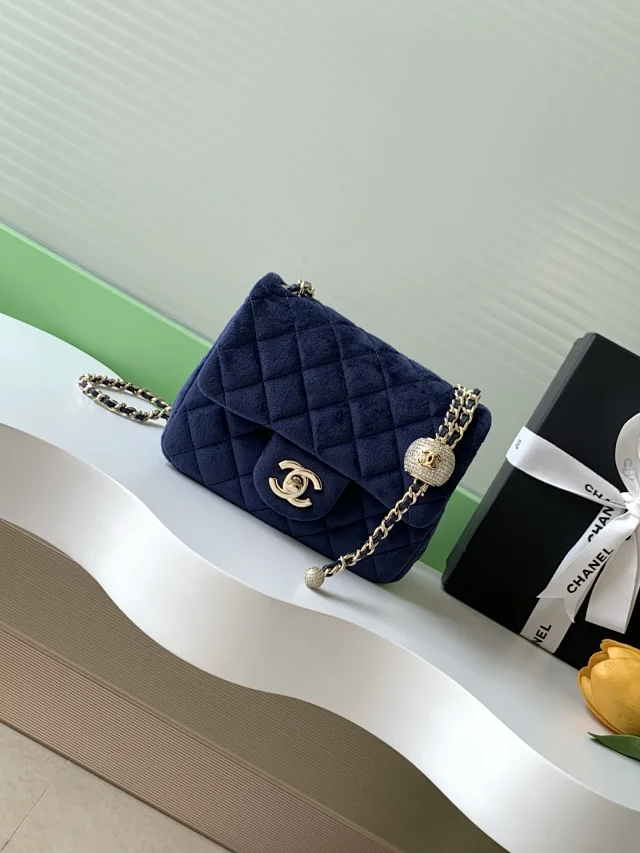 Chanel diamond ball CF velvet bag