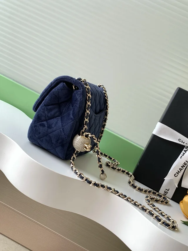 Chanel diamond ball CF velvet bag