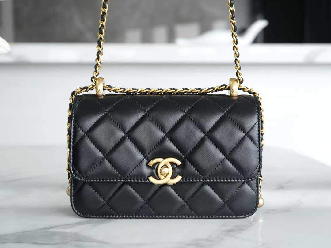 Chanel Calfskin Quilted Mini Perfect Fit Flap bag in black with gold hardware