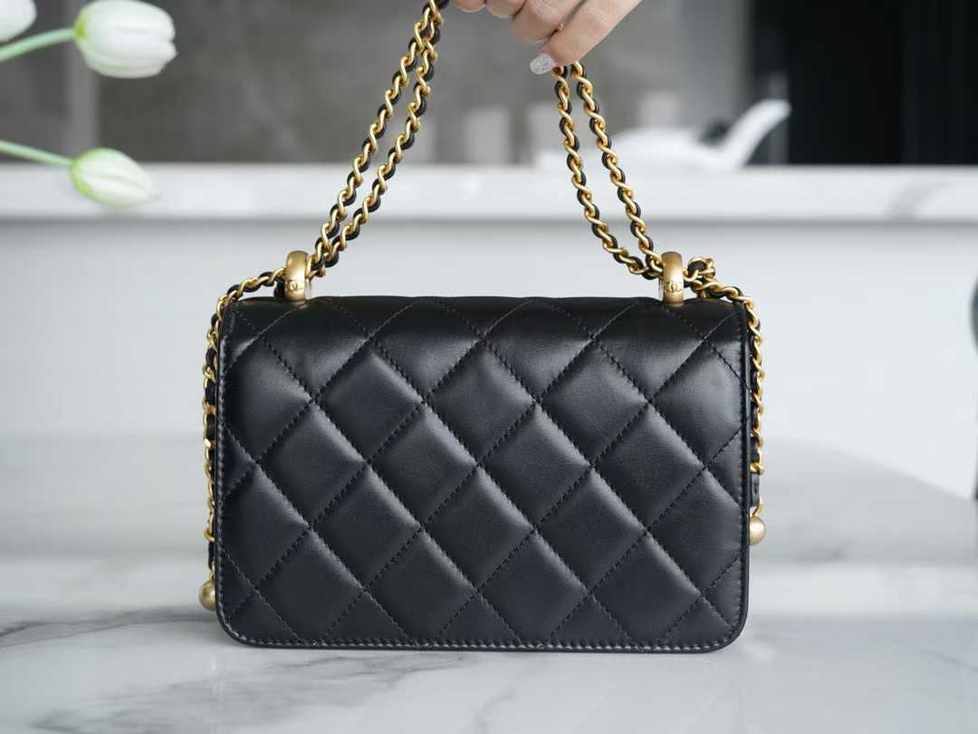Chanel Calfskin Quilted Mini Perfect Fit Flap bag in black with gold hardware