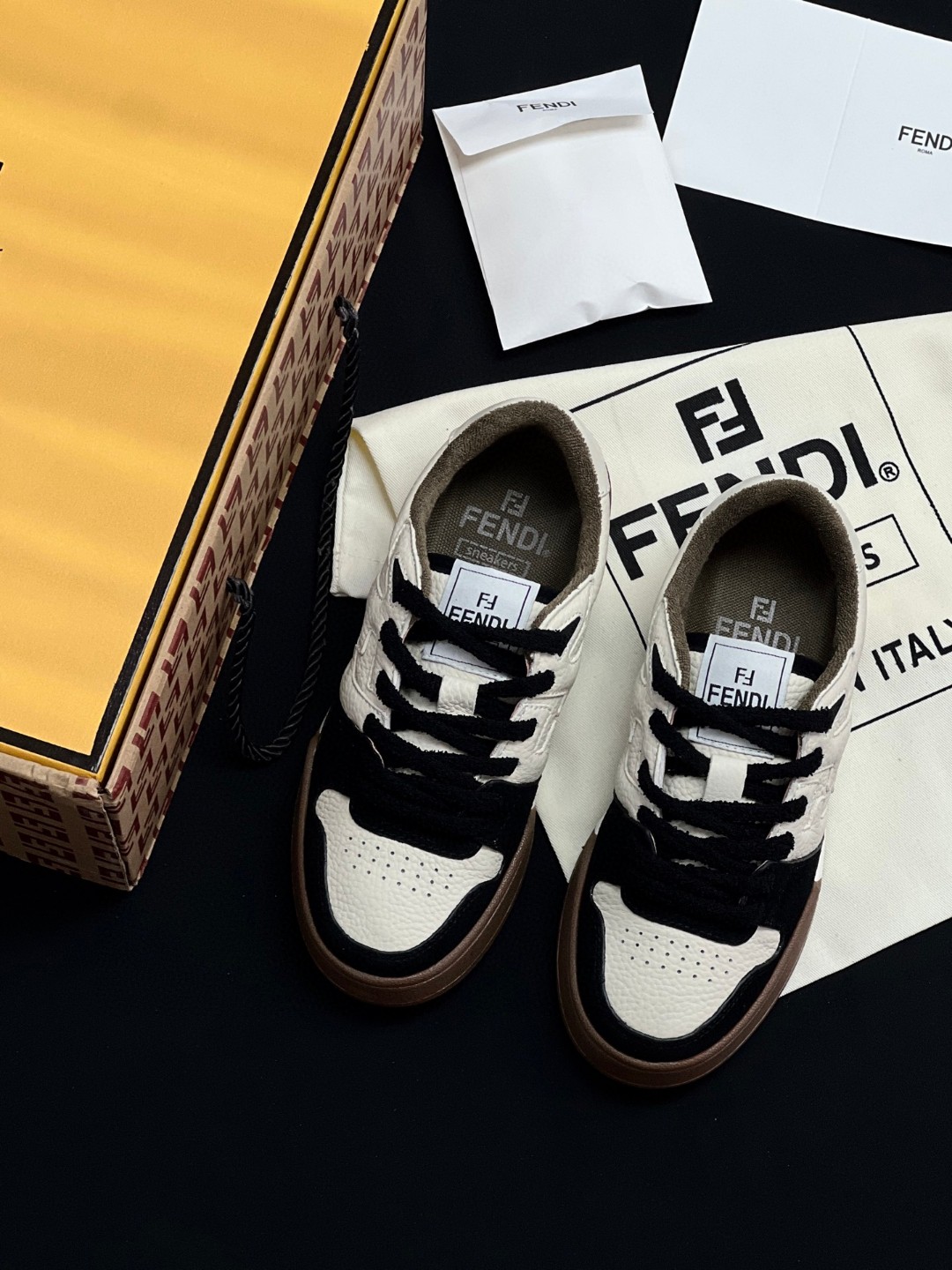 Fendi Match low-top sneakers black and white