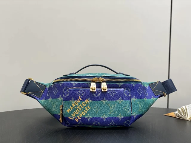 LV Original M25783 blue colorblock chest and waist bag