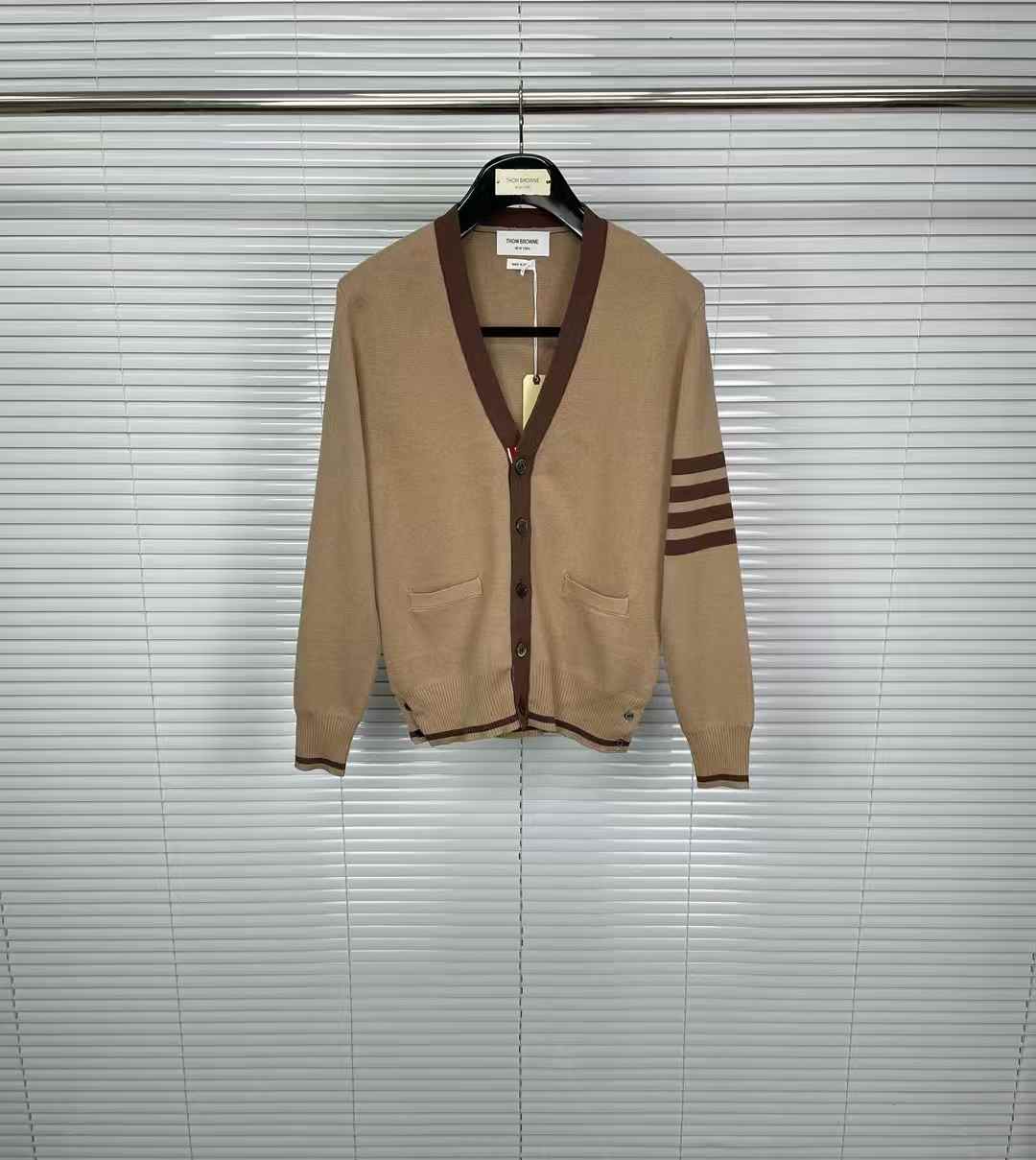 Thom Browne Milano stitch V-neck cardigan in cotton