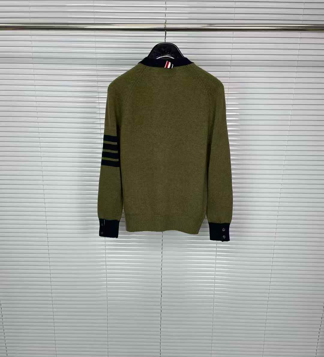 Thom Browne 4 Bar Stripe Shetland Wool Sweater Green