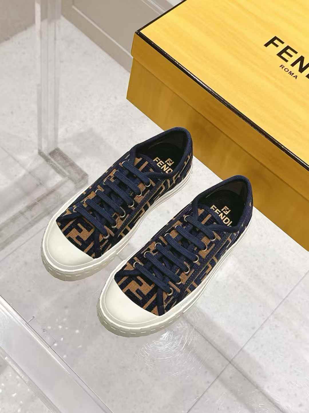Fendi Domino FF Low-Top Fabric Sneakers