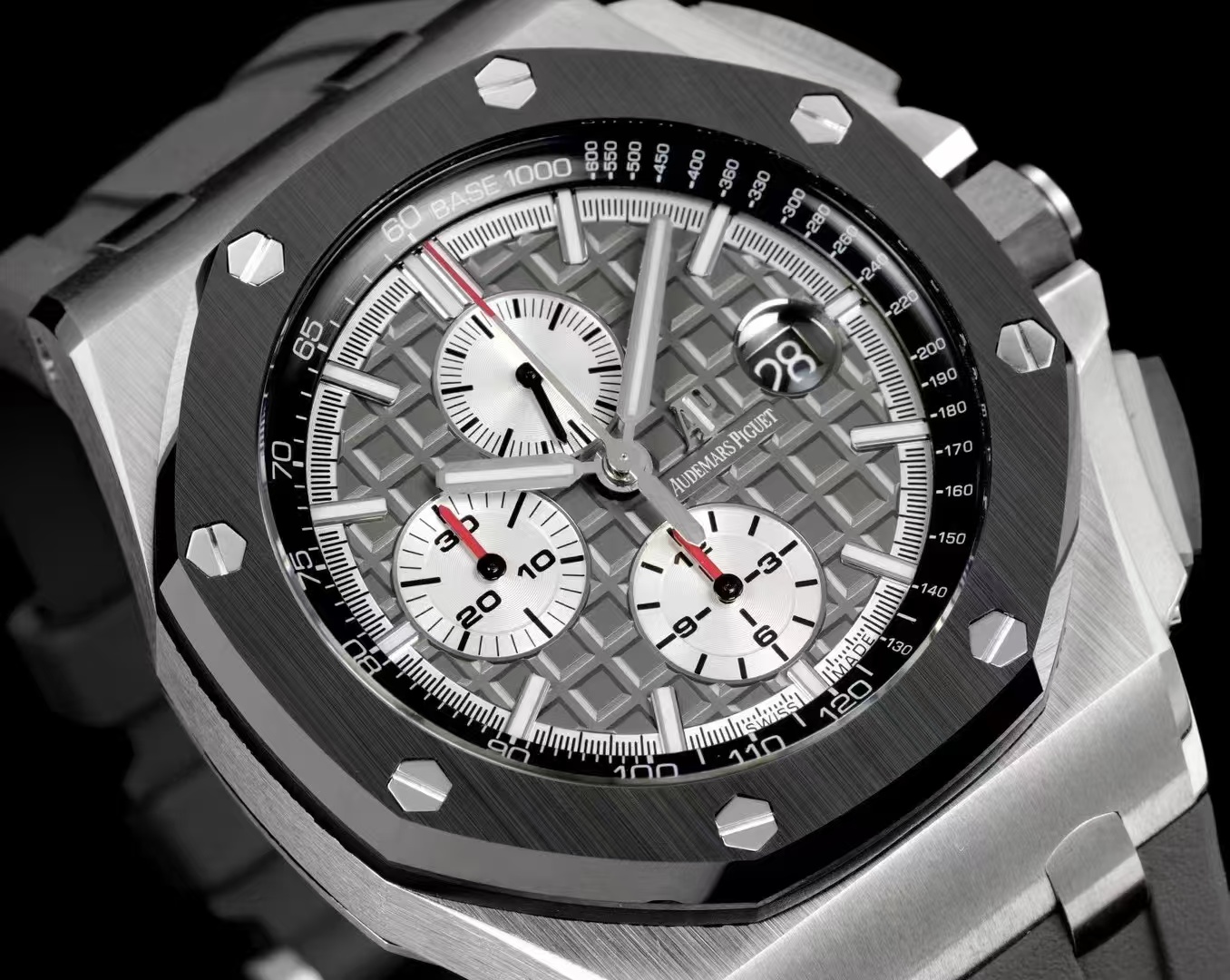 AP0899 - AP ROO Chrono 42mm RU/SS Blk/Wht/Num TKF A3126 Mod $678
