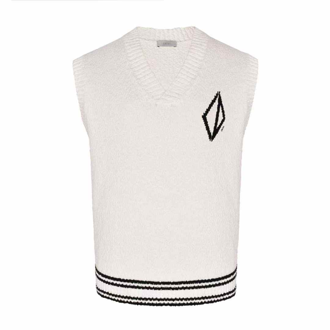 Christian Dior CD Diamond Sweater Vest White Cotton Jersey