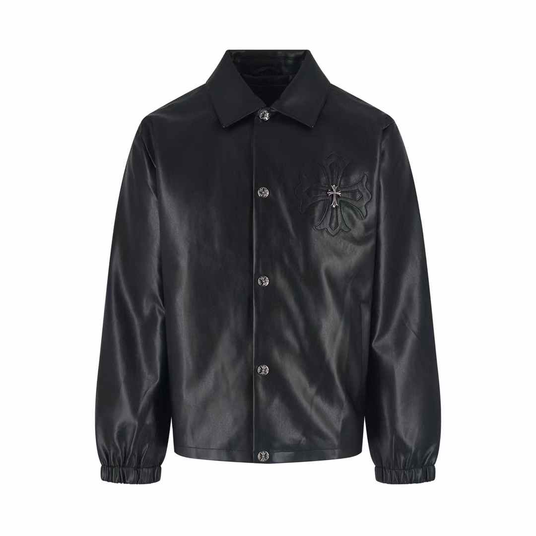 Chrome Hearts suede cross leather jacket black