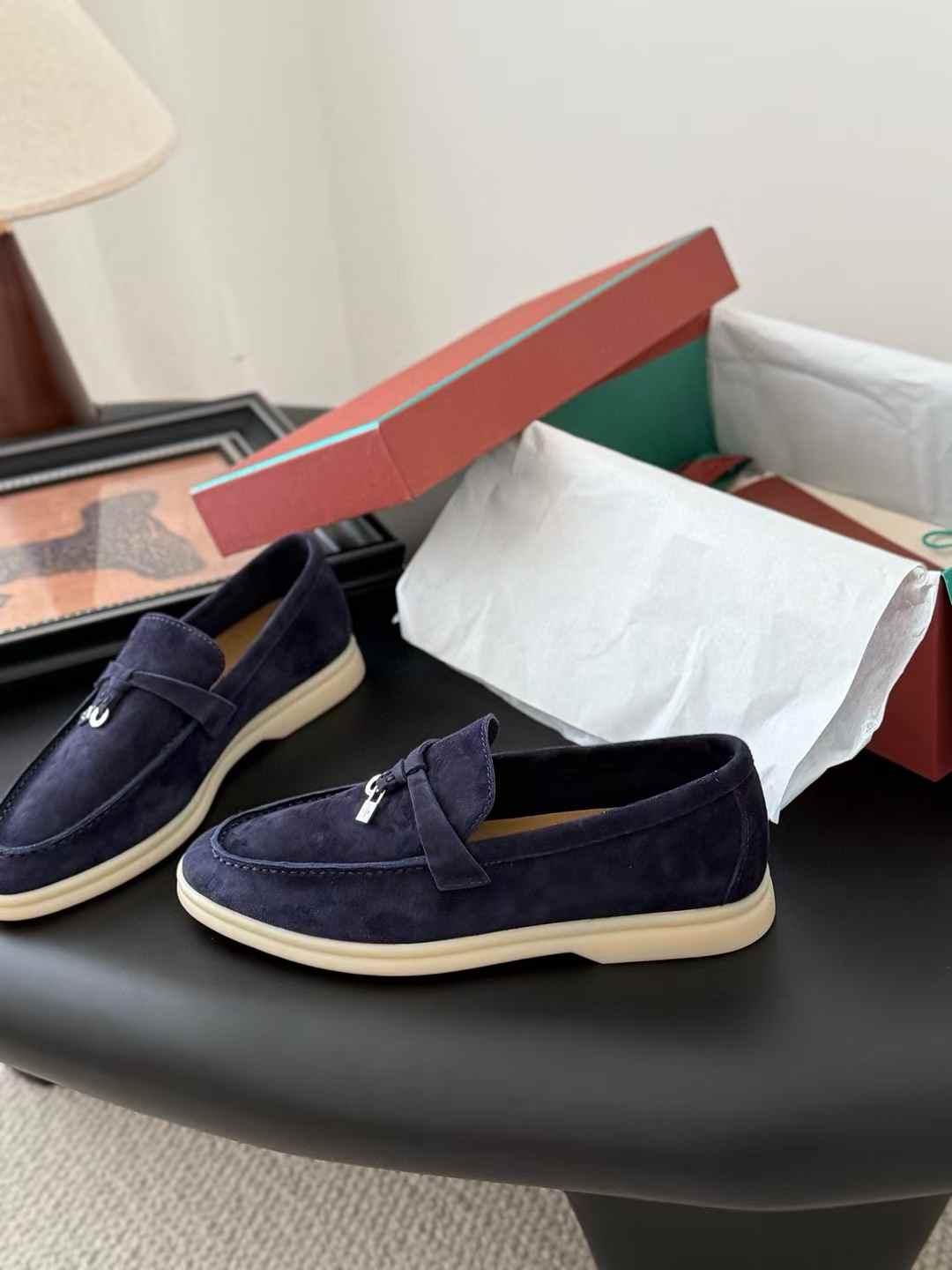 Loro Piana Summer Charms Walk Loafer navy blue