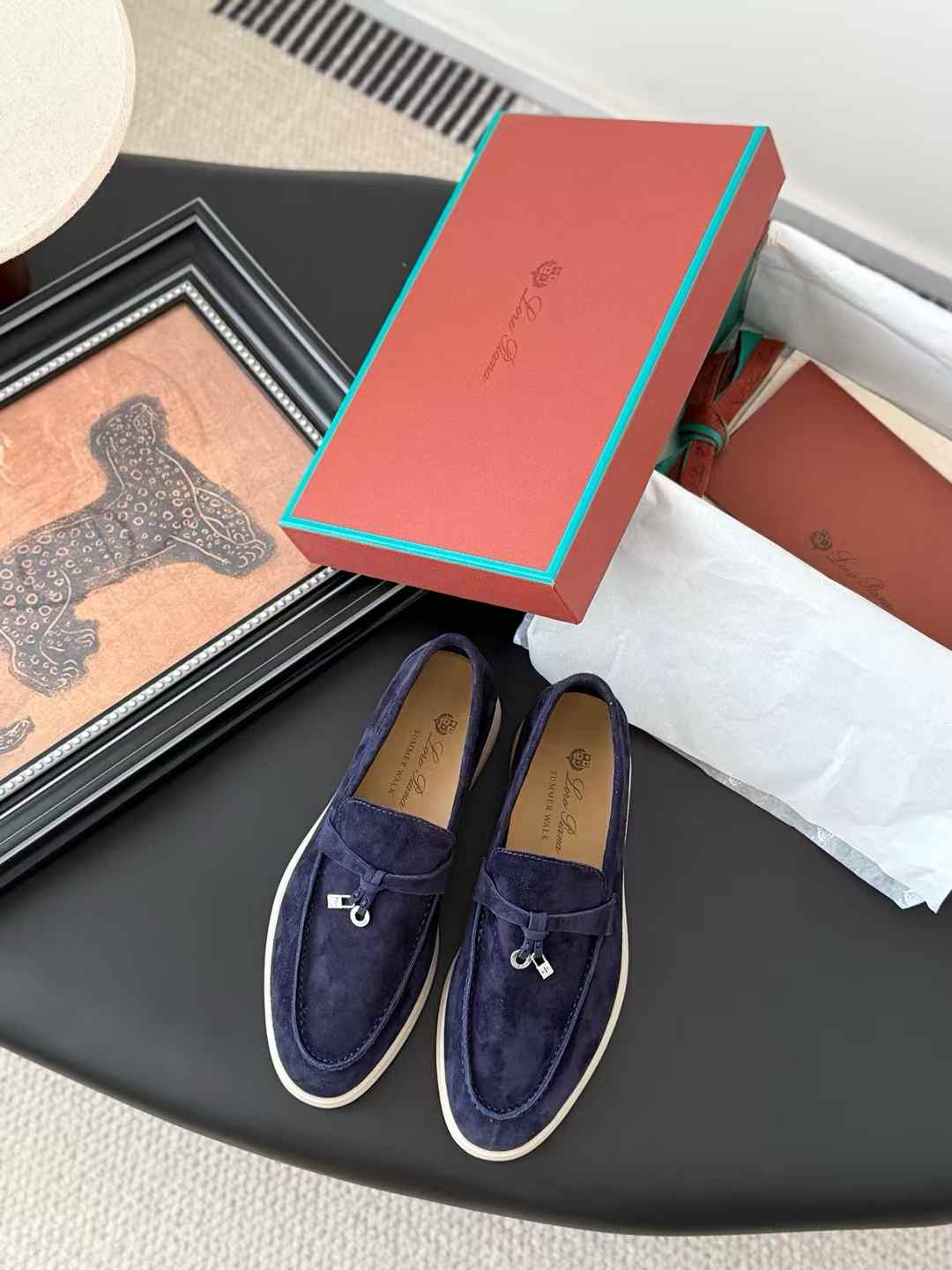 Loro Piana Summer Charms Walk Loafer navy blue