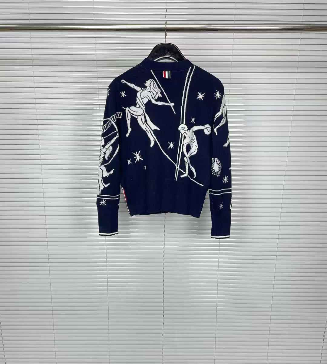 Thom Browne navy Olympic Constellation Classic Cashmere V-Neck Cardigan