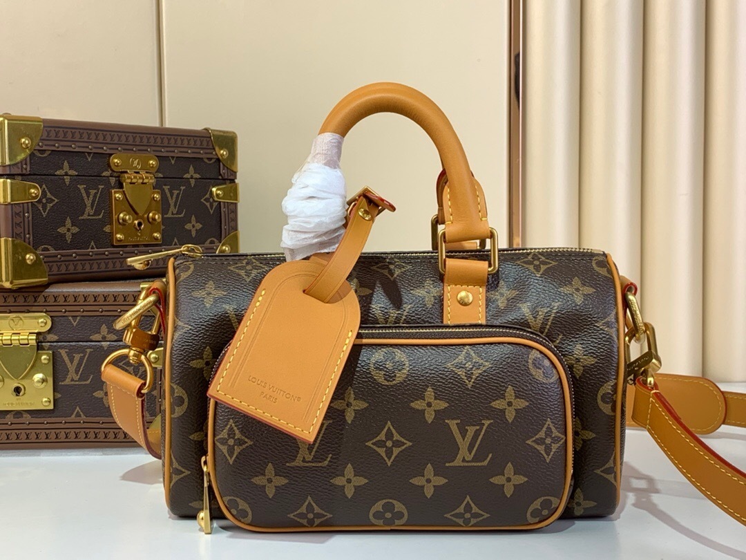 LV Keepall 25 Cargo bag in Monogram canvas with natural cowhide-leather trim