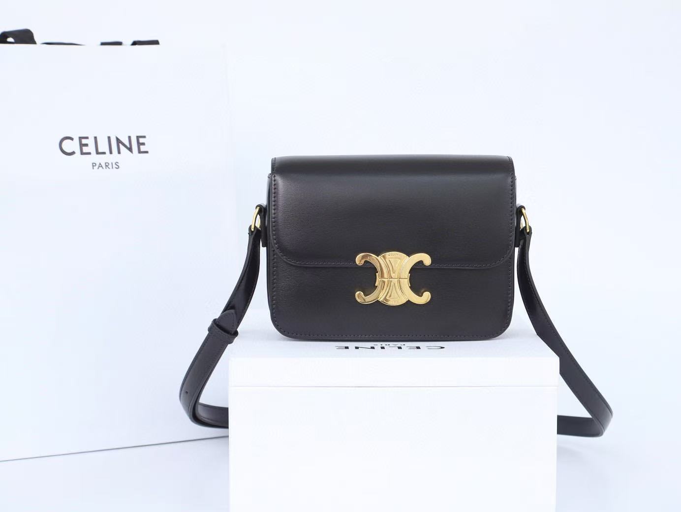 celine CLASSIQUE TRIOMPHE sling BAG IN SHINY CALFSKIN