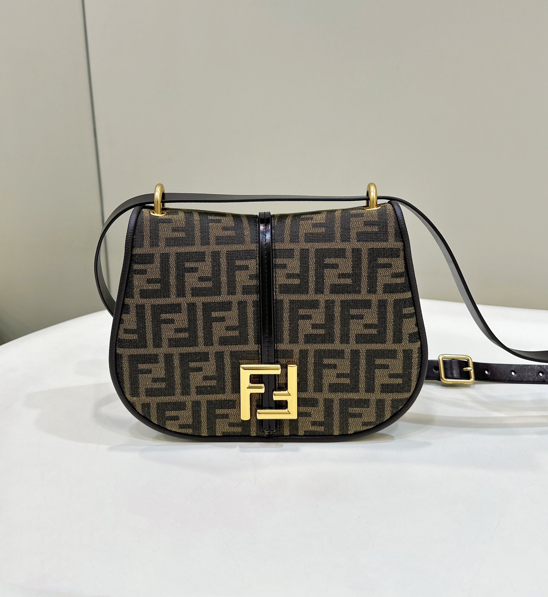 Fendi C'mon Small Brown FF Jacquard Bag