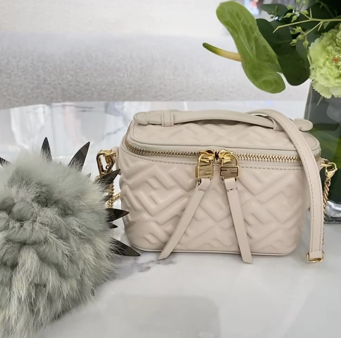 Fendi Vanity bag grained leather with an embossed monogram pattern