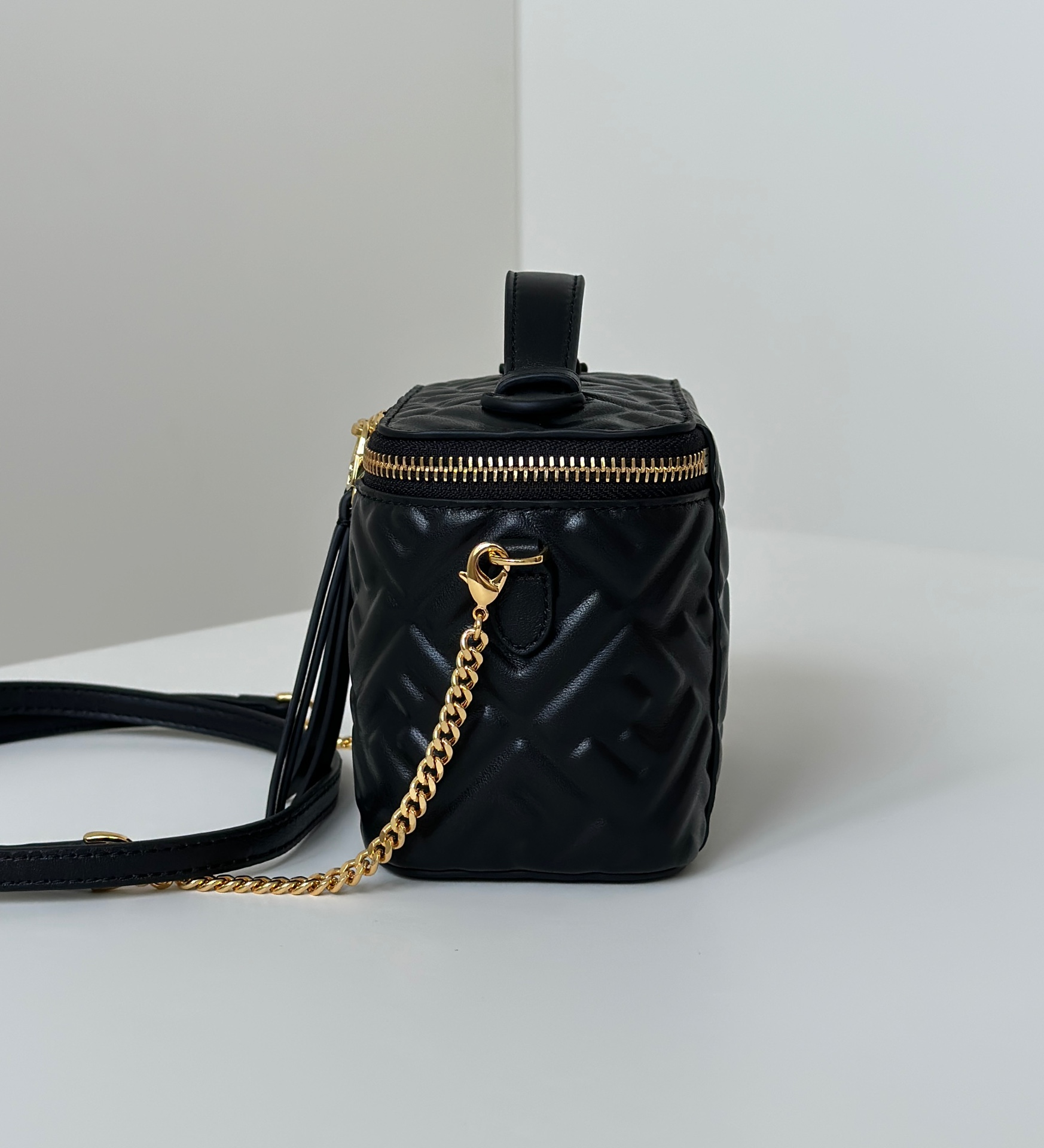 Fendi Vanity bag in black nappa leather with an embossed FF motif