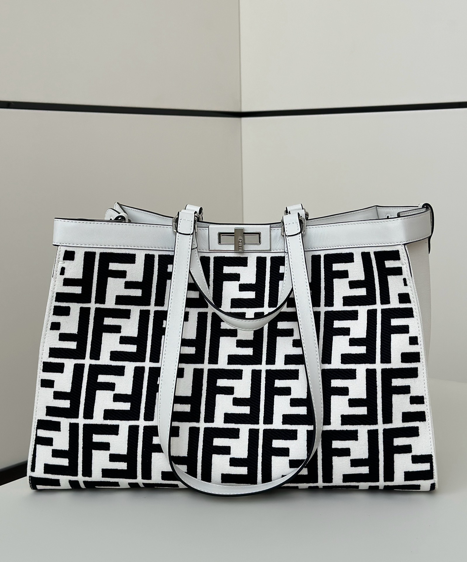 Fendi Peekaboo X-Tote bag with an FF jacquard motif.
