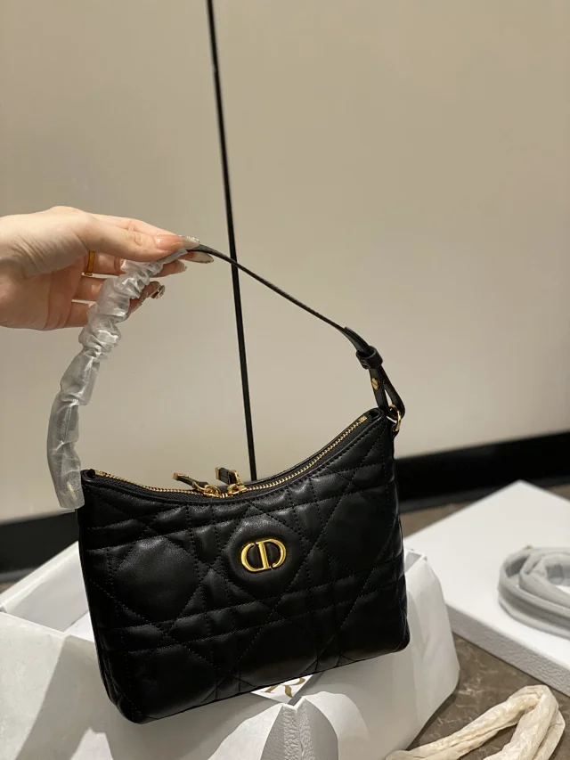 Dior Miss Caro Mini Bag in black Macrocannage lambskin
