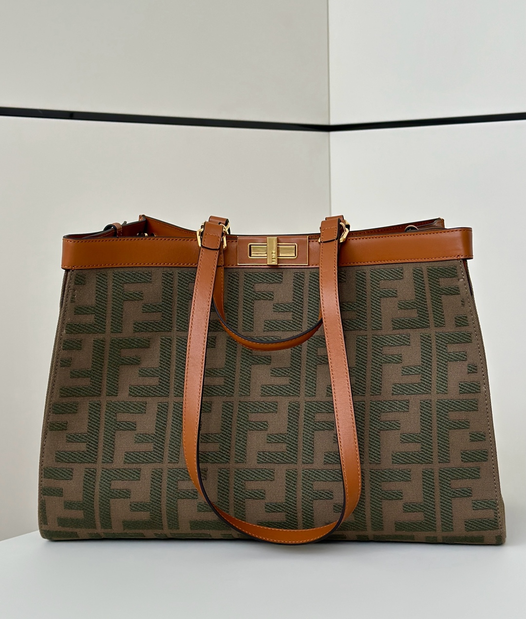 Fendi Peekaboo X-Tote red bag with the FF logo print