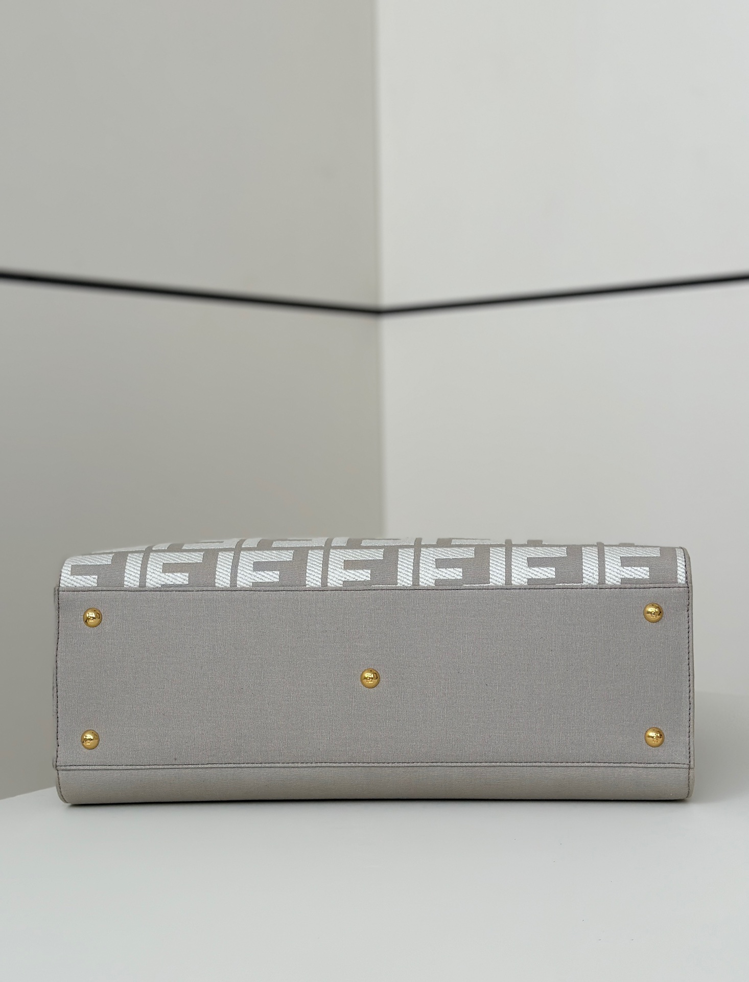 Fendi Peekaboo X-Lite bag in beige canvas with a jacquard FF motif