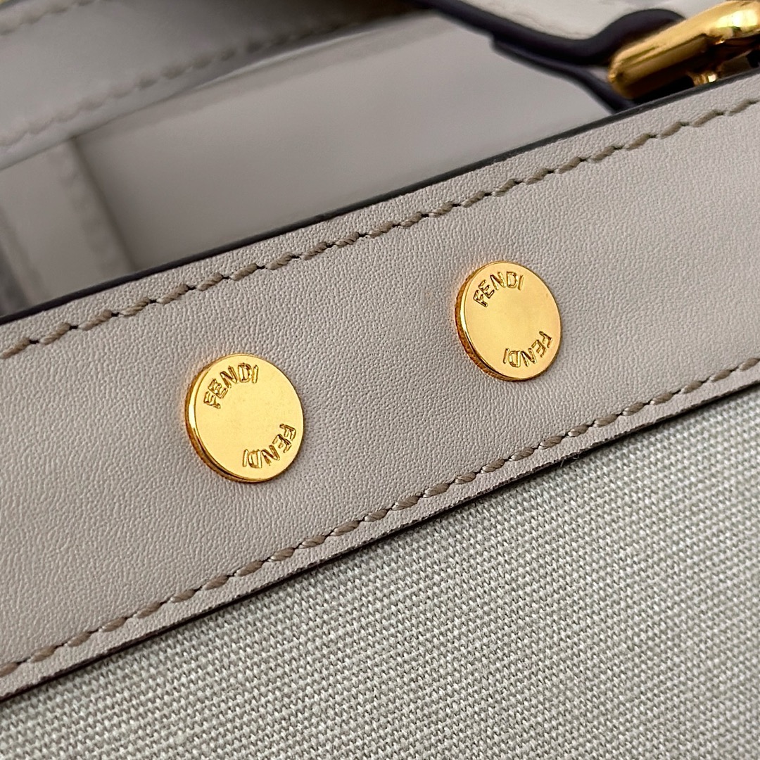 Fendi Peekaboo X-Lite bag in beige canvas with a jacquard FF motif