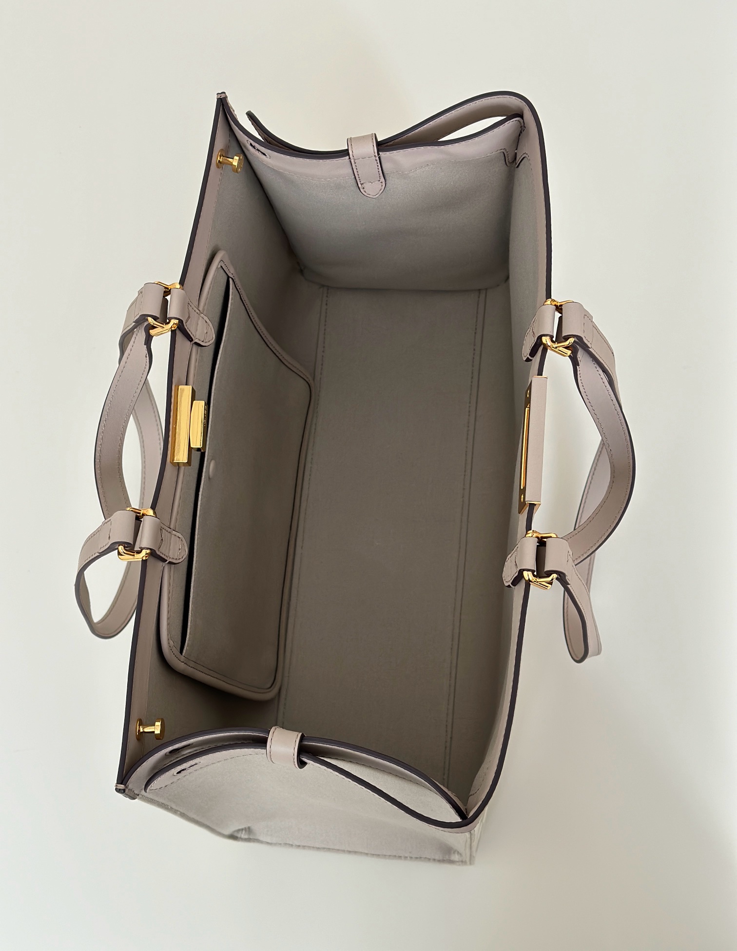 Fendi Peekaboo X-Lite bag in beige canvas with a jacquard FF motif