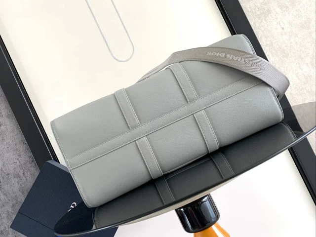 Dior by Birkenstock Christian Dior 1947 Signature Lingot 50 Duffle Bag in Dior Gray grained calfskin.