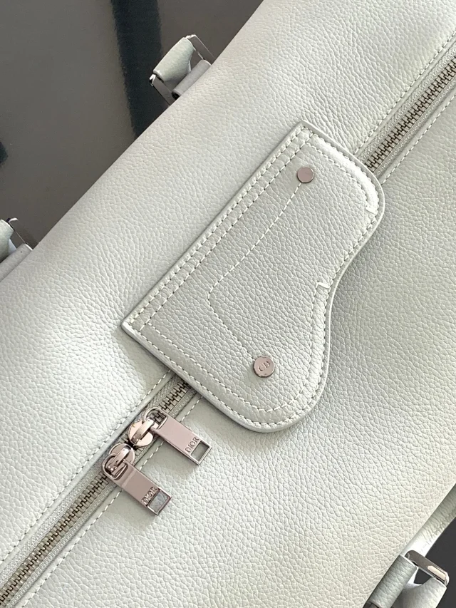 Dior by Birkenstock Christian Dior 1947 Signature Lingot 50 Duffle Bag in Dior Gray grained calfskin.