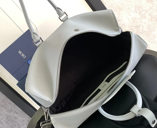 Dior by Birkenstock Christian Dior 1947 Signature Lingot 50 Duffle Bag in Dior Gray grained calfskin.