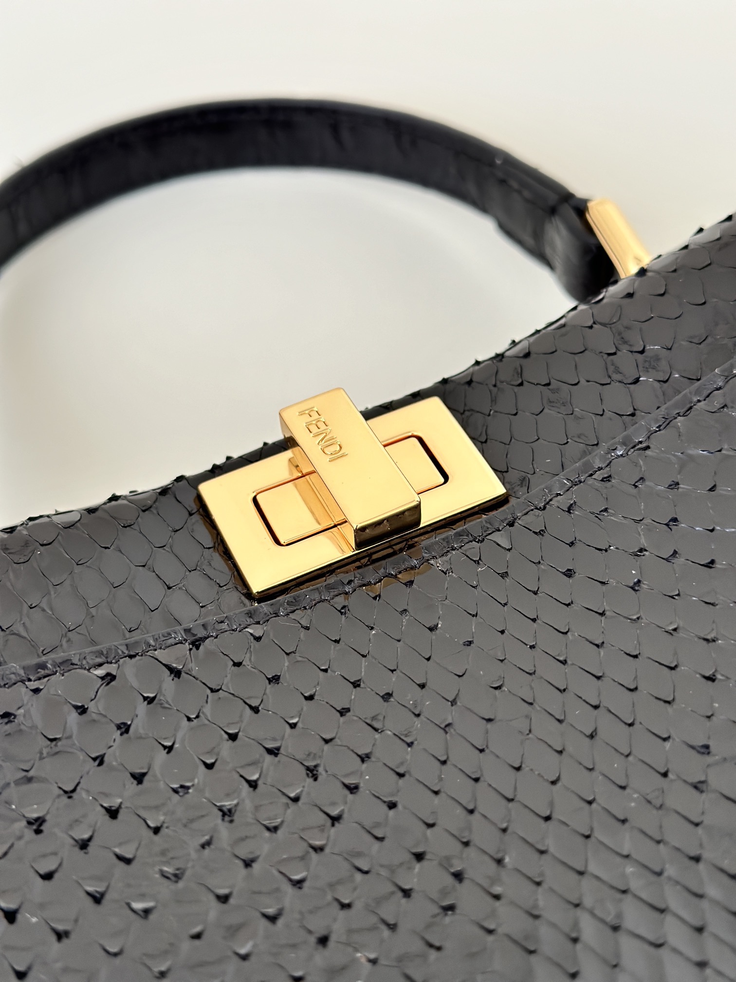 Fendi Peekaboo Mini bag in black python leather