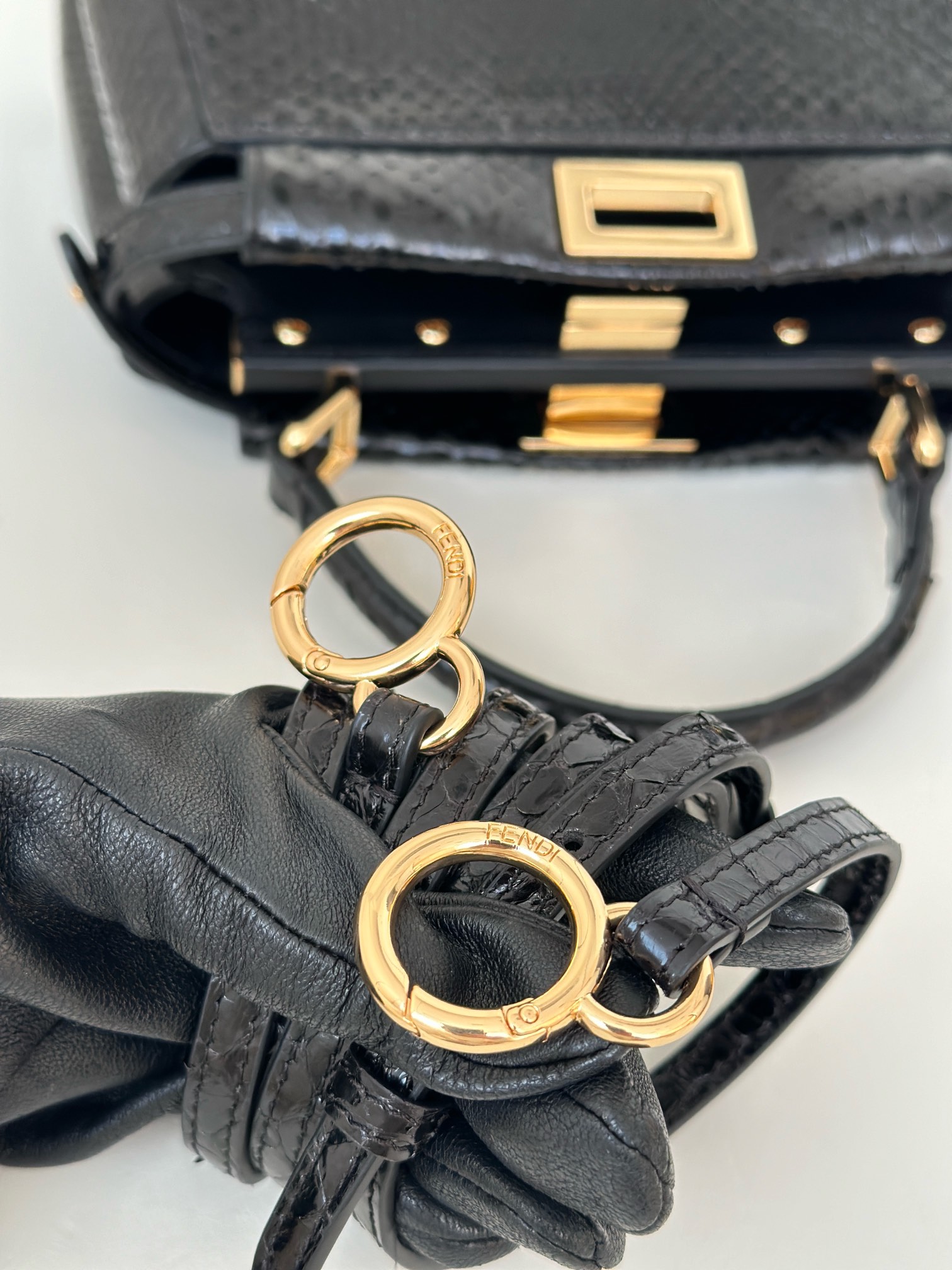 Fendi Peekaboo Mini bag in black python leather