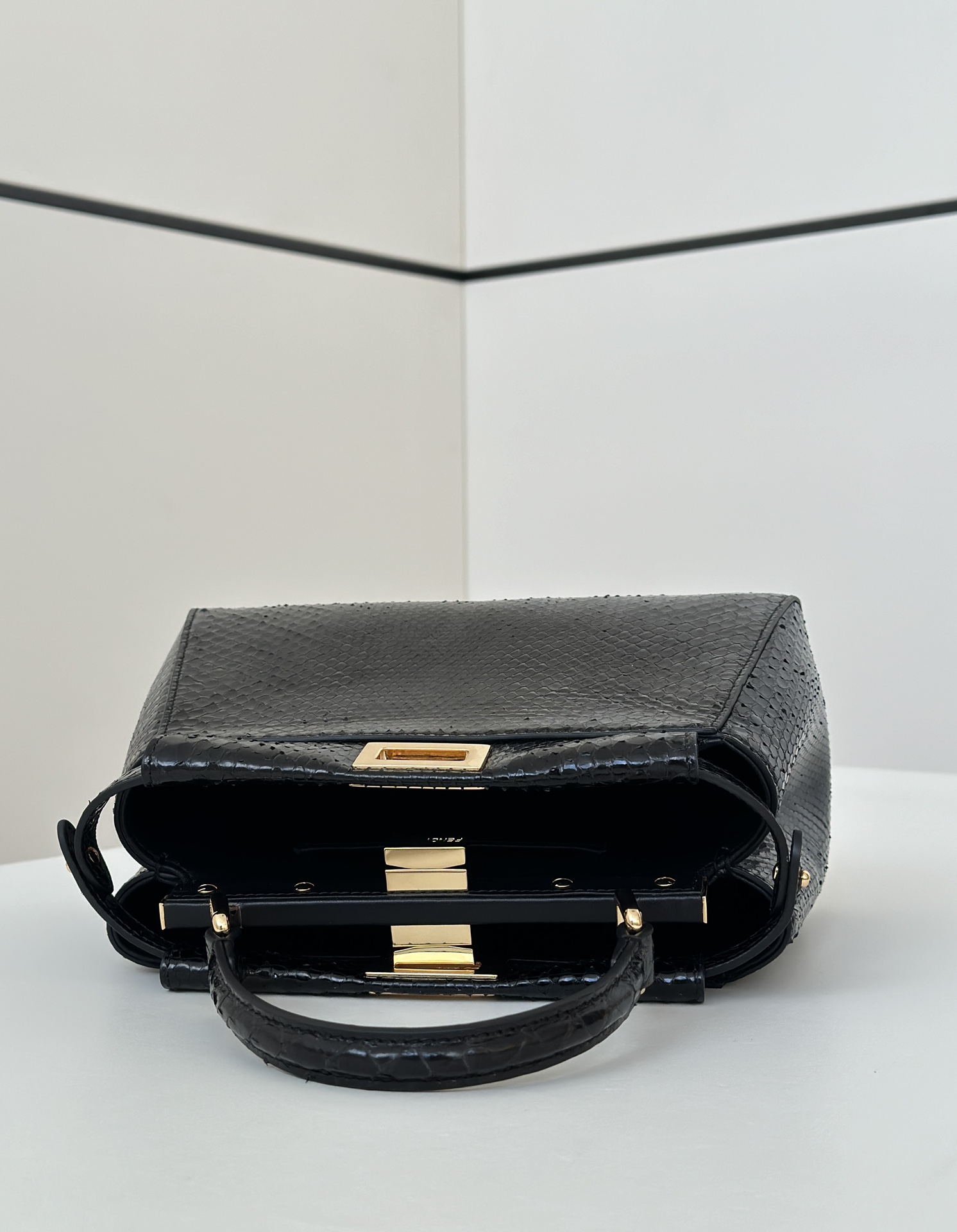Fendi Peekaboo Mini bag in black python leather
