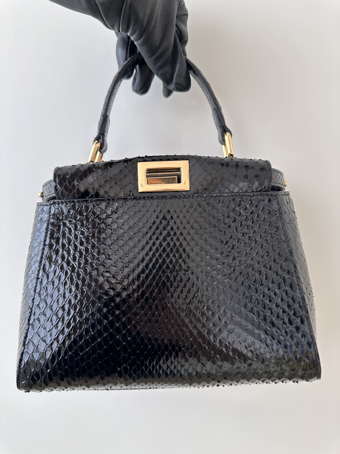 Fendi Peekaboo Mini bag in black python leather