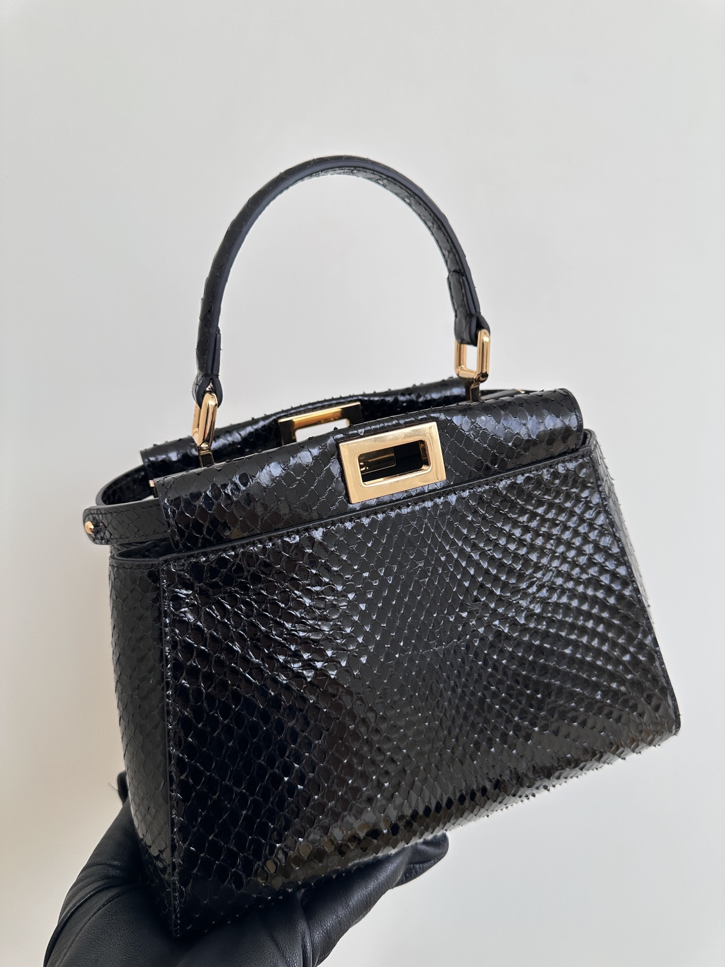 Fendi Peekaboo Mini bag in black python leather