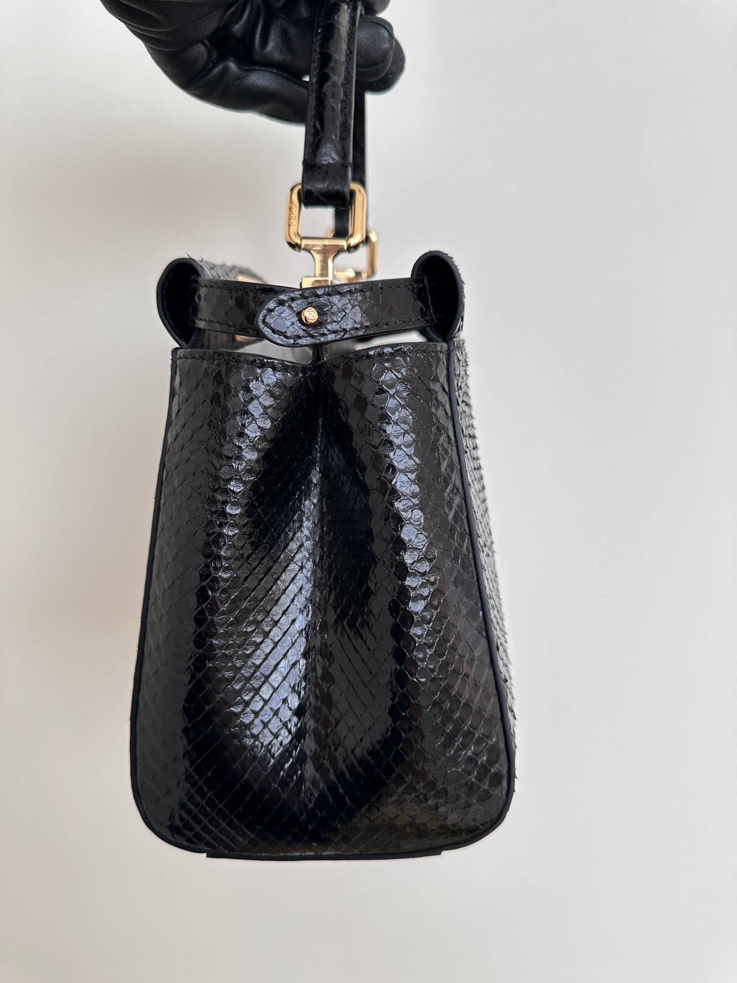 Fendi Peekaboo Mini bag in black python leather