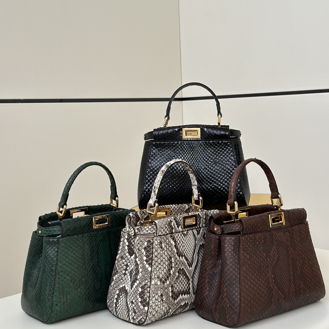Fendi Peekaboo Mini bag in black python leather