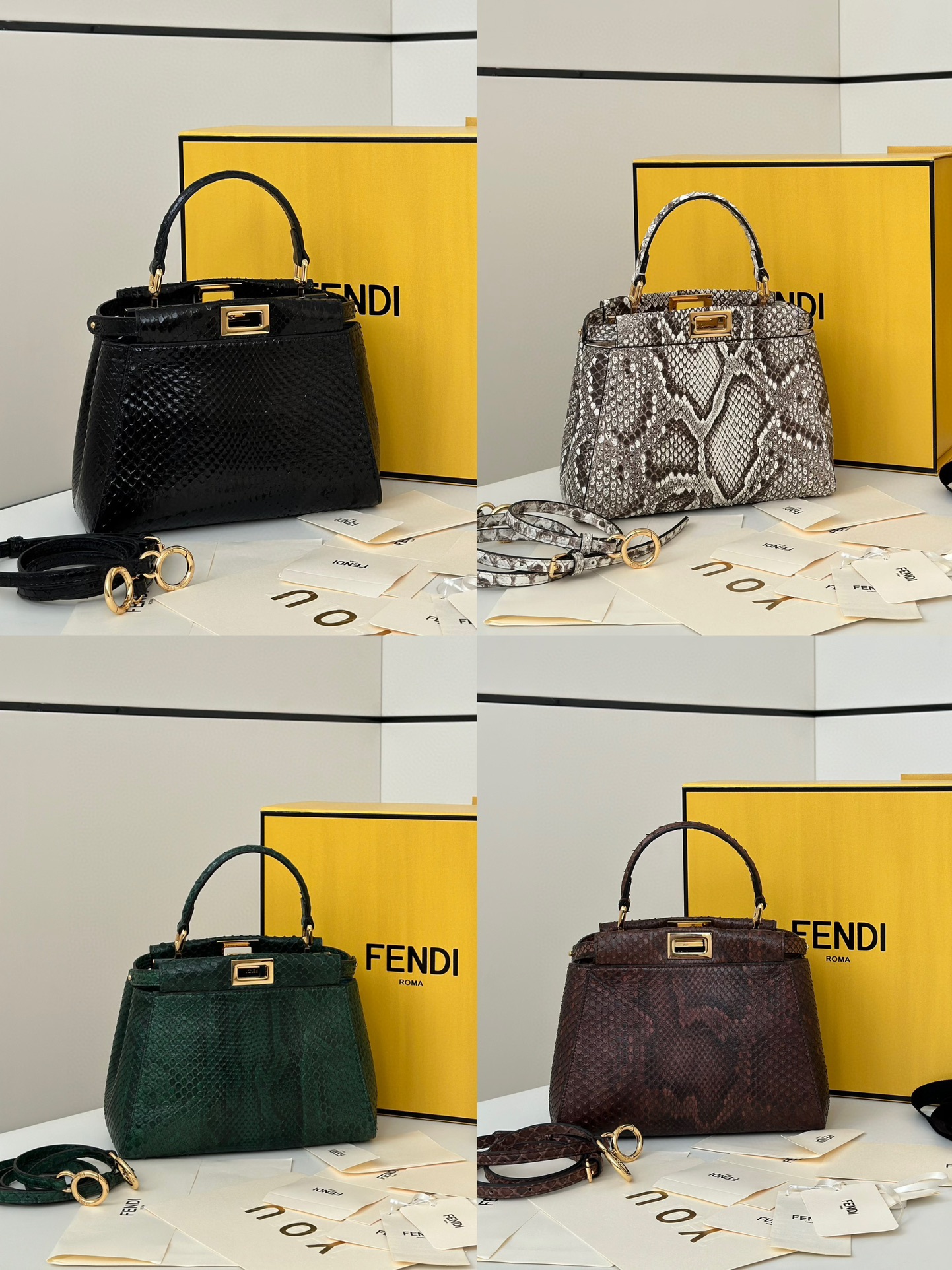 Fendi Peekaboo Mini bag in black python leather