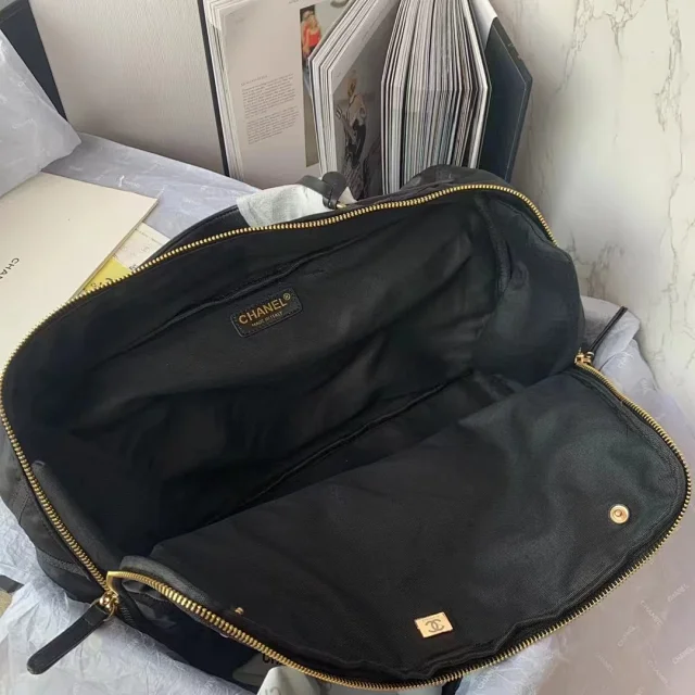 Chanel Nylon Grosgrain Large Lifestyle Travel bag in black.