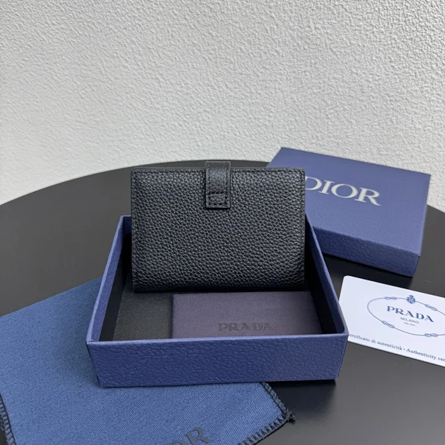 Dior Normandie Vertical Bifold Wallet in black Dior Icons calfskin