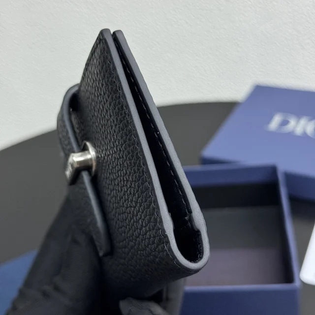 Dior Normandie Vertical Bifold Wallet in black Dior Icons calfskin